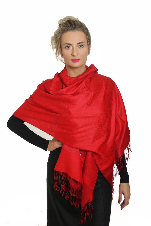 Lovely Red Warm Rode Sjaal Dames Zacht Cashmere en  Zijde Omslagdoek Winter Aanbieding