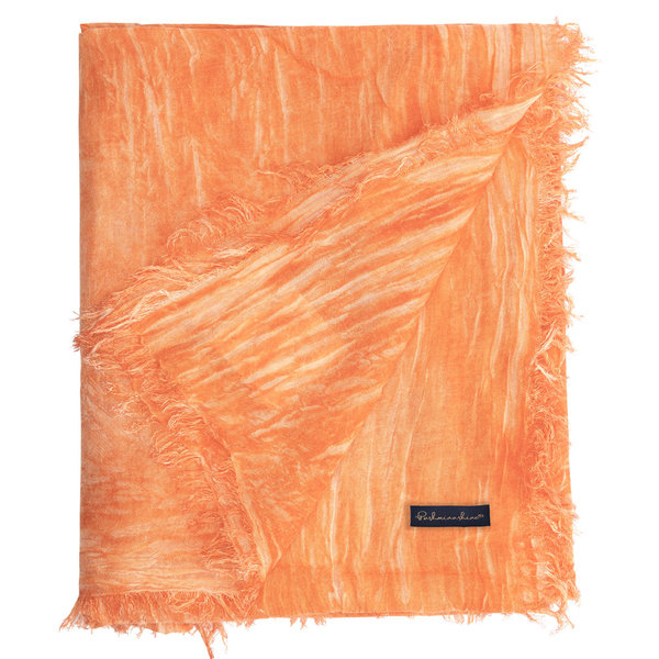Zacht oranje gemêleerde sjaal van cashmy modal casual chique. Lichtgewicht en zacht met ruffles